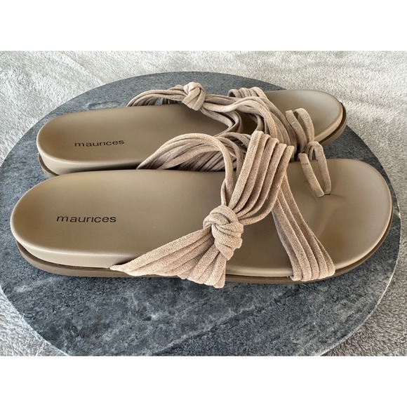 Maurices Shoes - Maurices Womens Size 8 Taupe Slip On Sandals Shoes